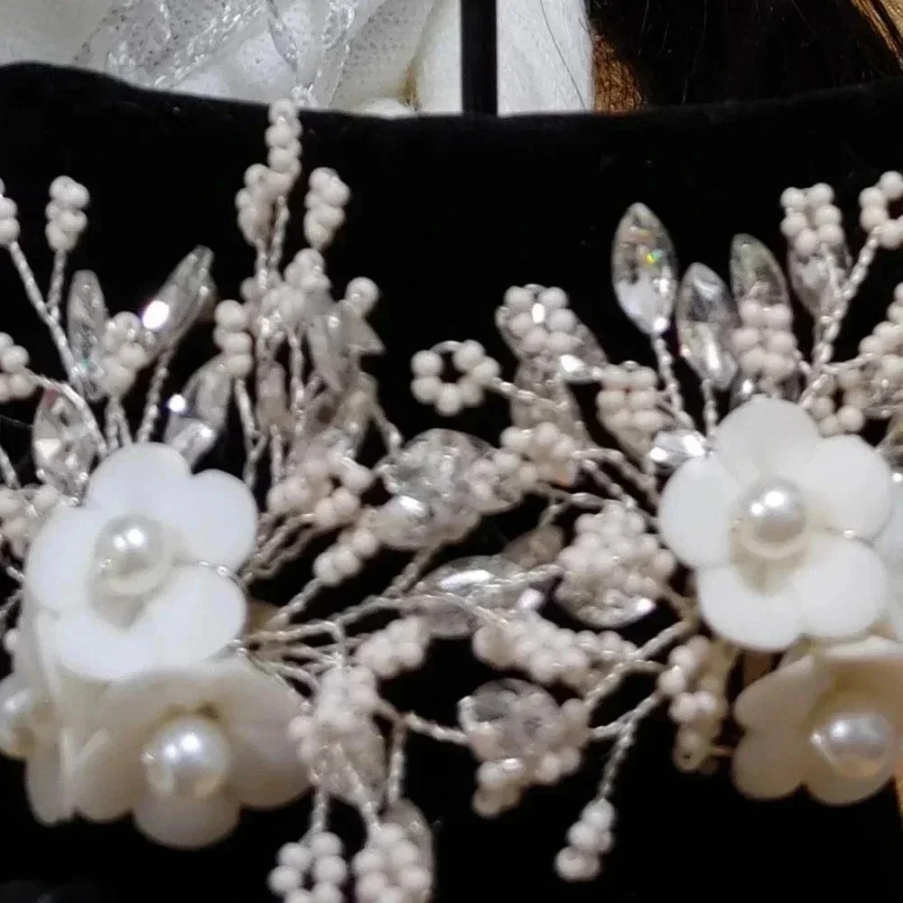 8pc. Handmade Unique One-Of-a-Kind Tiara Bridal Package - Picture 12 of 13